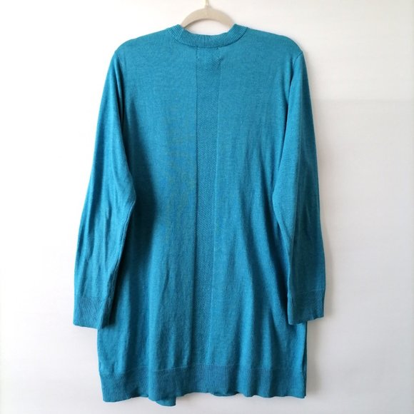 AJ Andrea Jovine Womens Azure Blue Open Front Cardigan Sweater Size XL - Picture 4 of 7